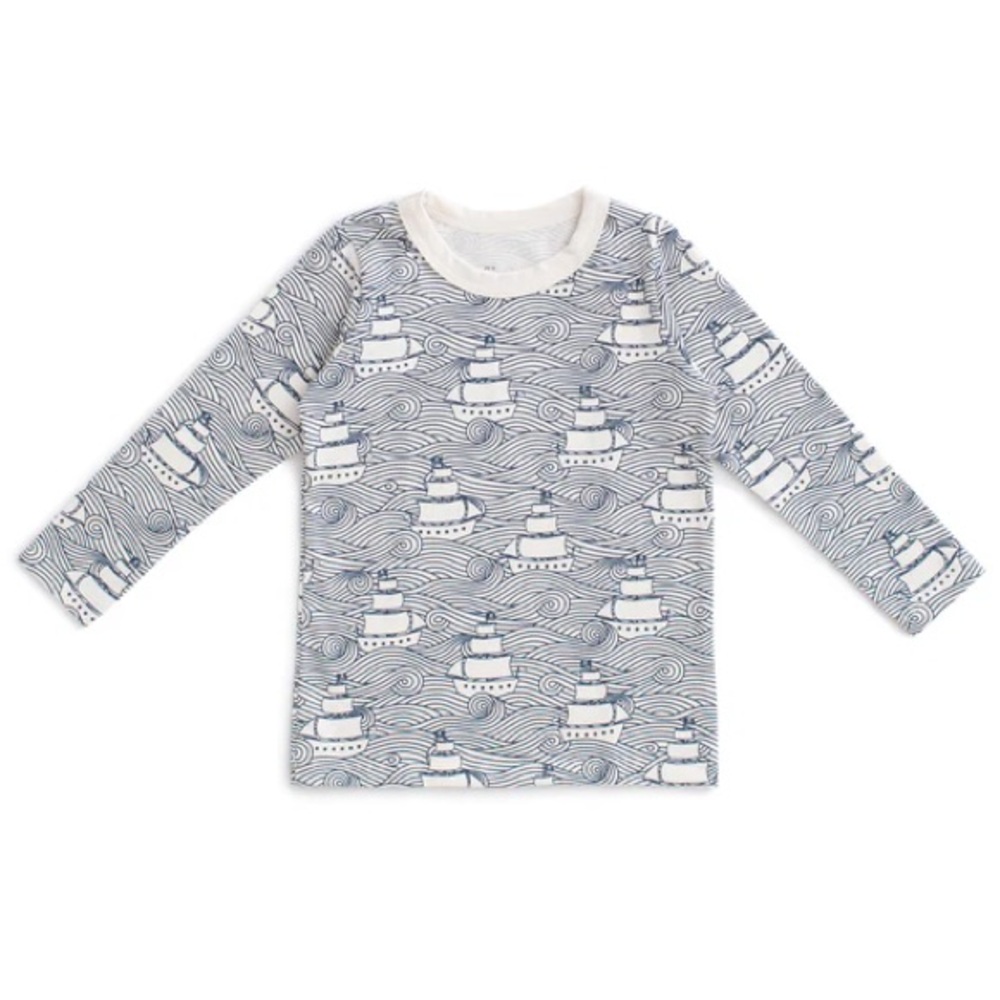 Nautical Themed Kids Long Sleeve Shirt - Blue